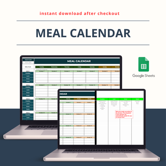 Monthly Meal Calendar