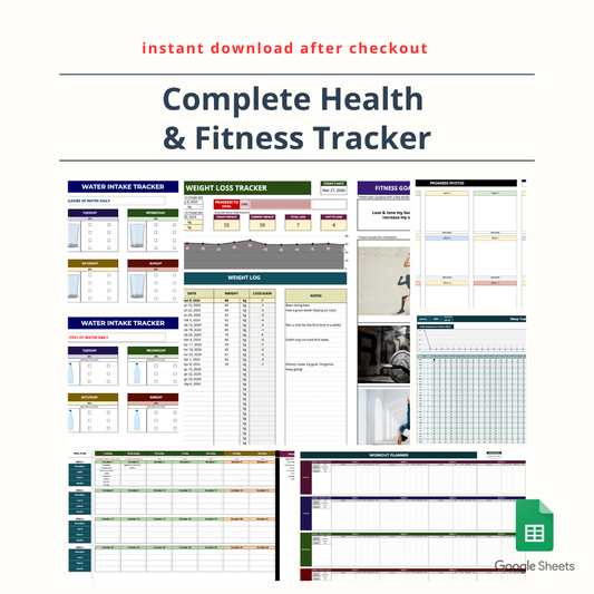 Complete Health  & Fitness Tracker [Workout Planner, Weight Loss Tracker, Meal Planner, Sleep Tracker & More]