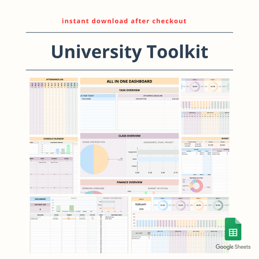 University Toolkit [Task & Habit Tracker, Grade Overview, Schedule Calendar, Attendance Log & More]
