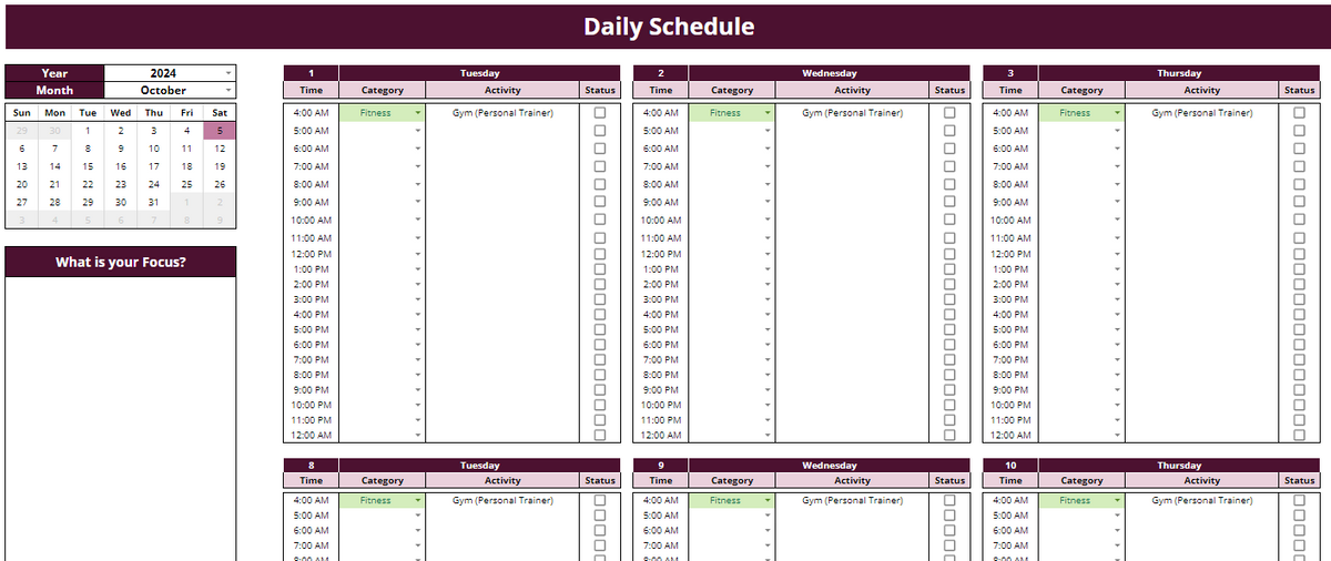 Digital Daily Schedule