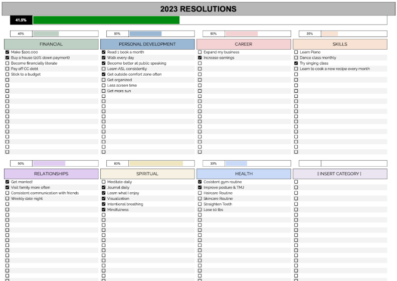 New Year's Resolution Planner