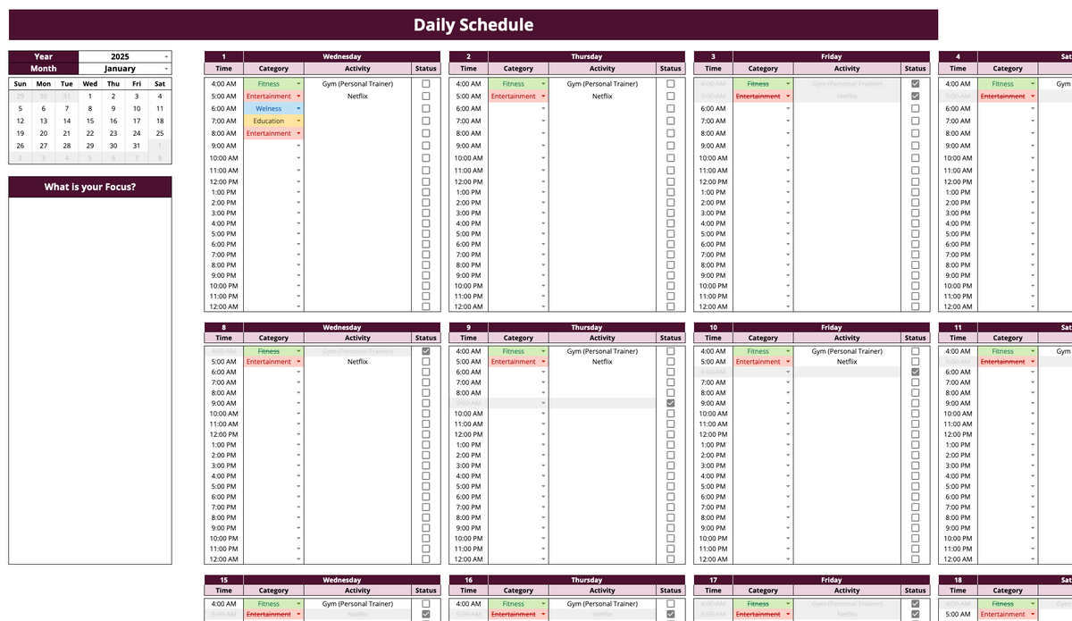 The Complete Organizer [Daily Schedule, To-do List, Habit Tracker, Goal Tracker & Calendar Overview]